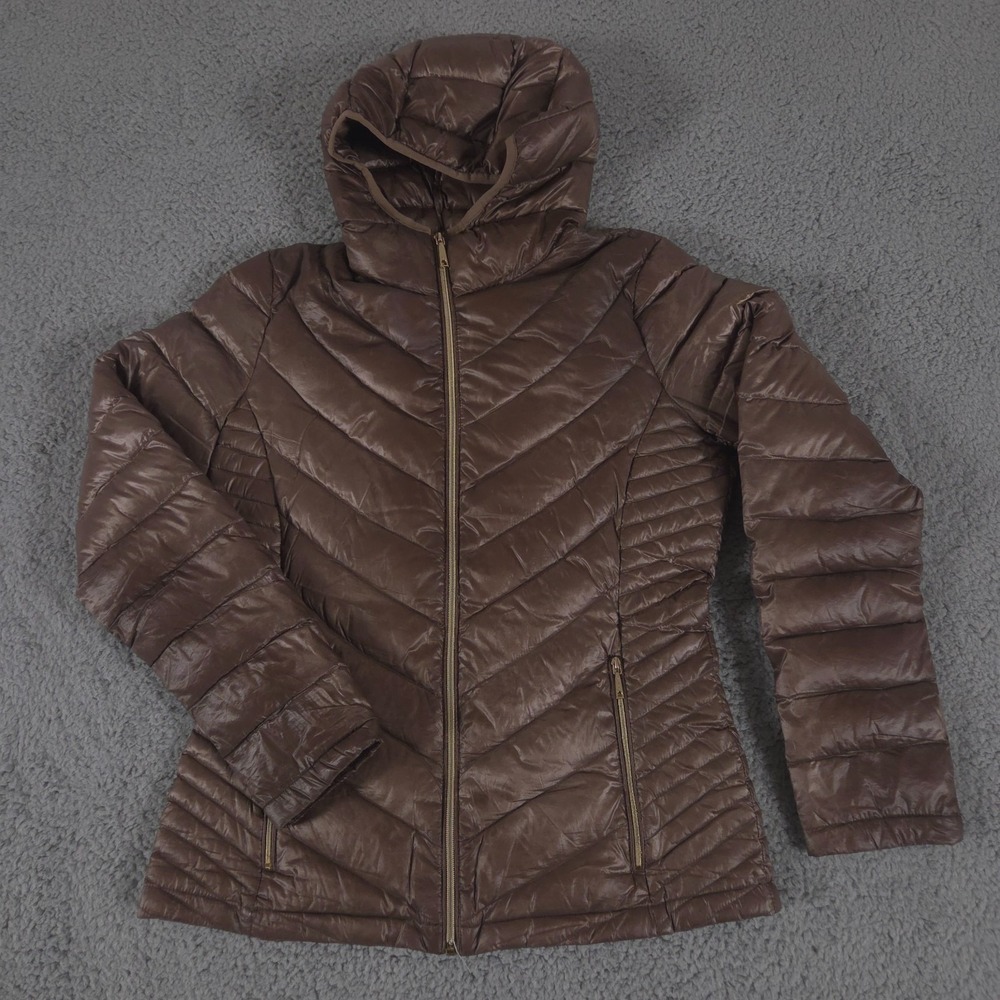 Calvin Klein Jacket Womens S Brown Packable Lightweight Premium Down Fill Puffer
